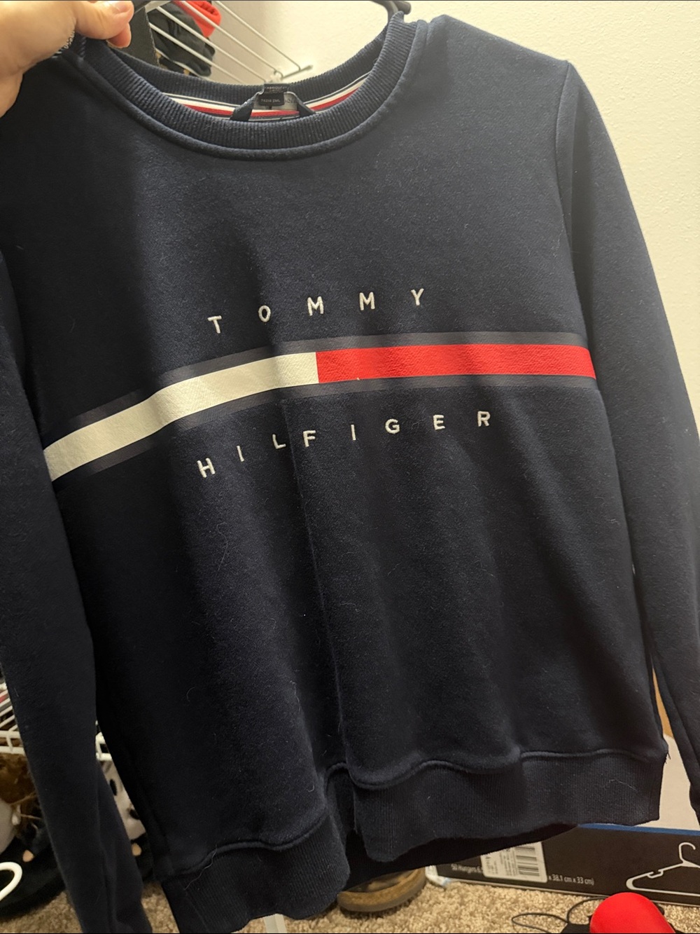 Tommy Hilfiger Flag Logo Crewneck Sweatshirt Color Block Small